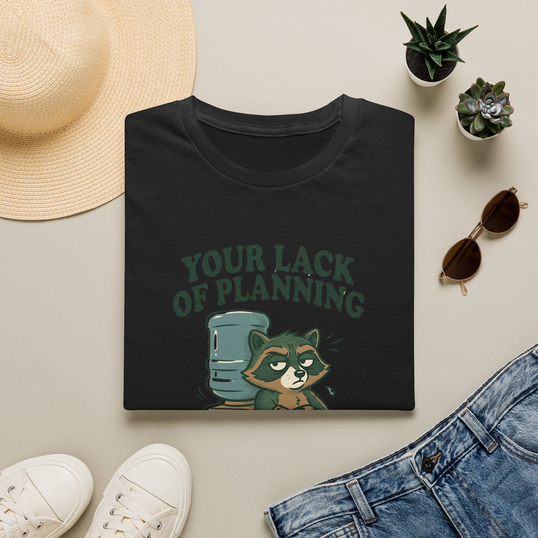 Emergency Planning Raccoon T‑Shirt — “Your Lack of Planning Is Not My Emergency”