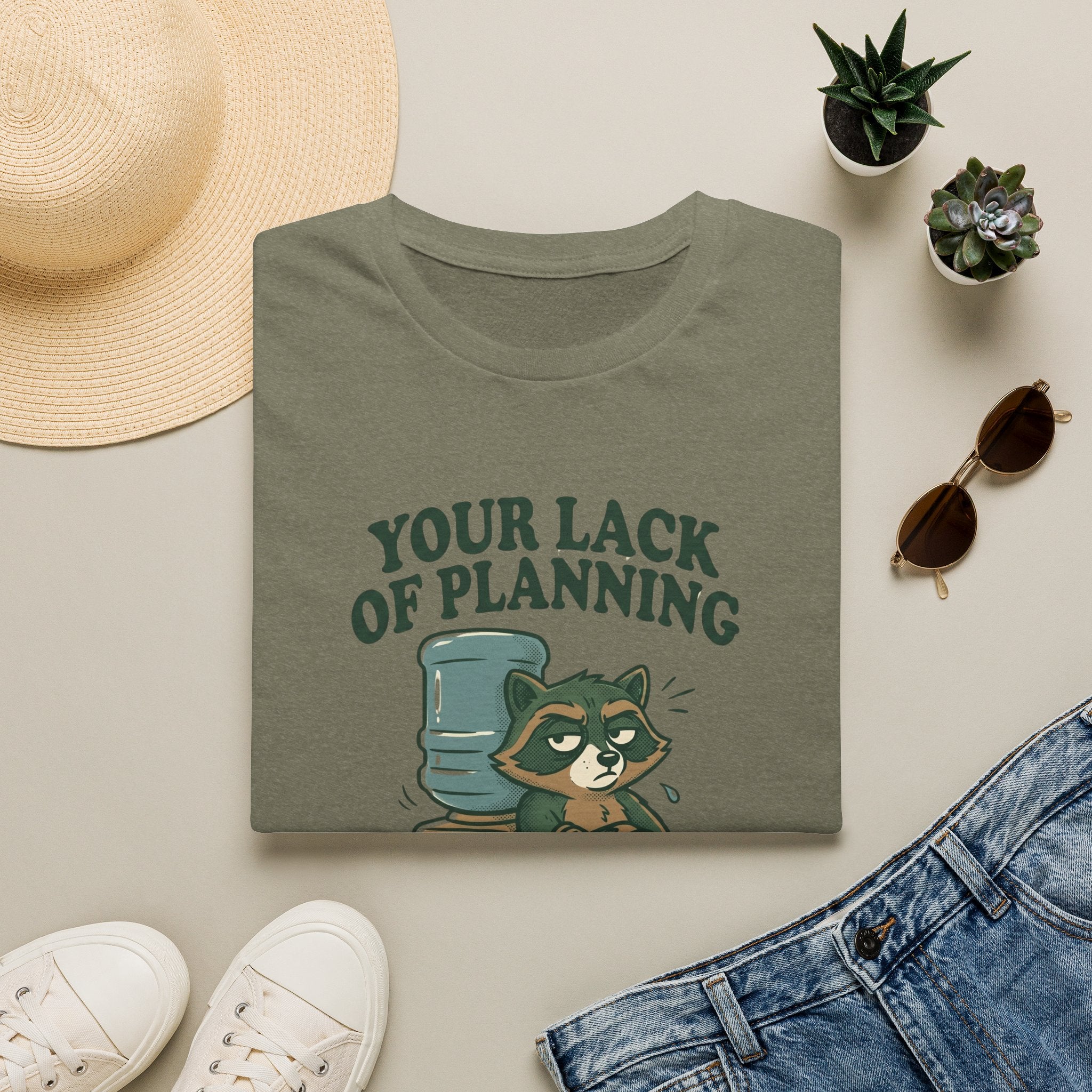 Emergency Planning Raccoon T‑Shirt — “Your Lack of Planning Is Not My Emergency”