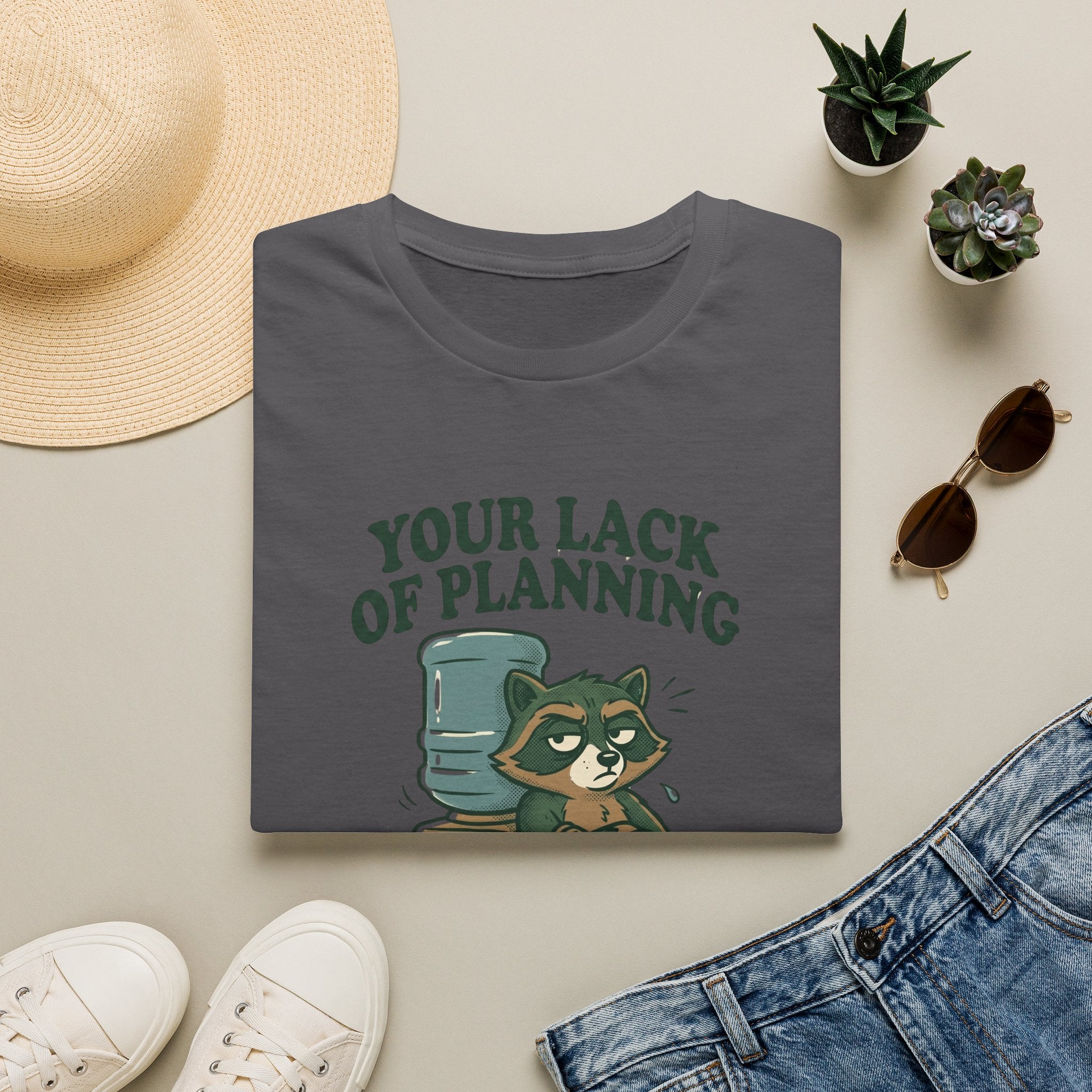 Emergency Planning Raccoon T‑Shirt — “Your Lack of Planning Is Not My Emergency”
