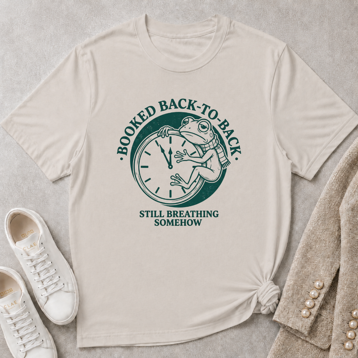 Booked Back-To-Back Still Breathing Somehow T-Shirt
