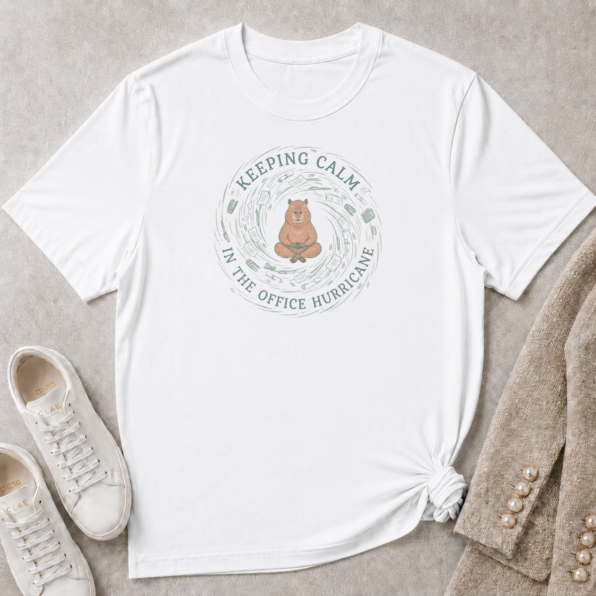 Keeping Calm In The Office Hurricane T-Shirt